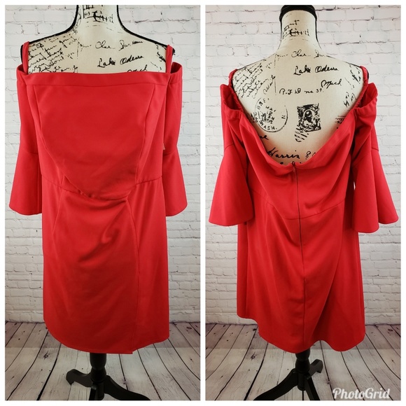 ABS ALLEN SCHWARTZ Off Shoulder Sheath Dress - Picture 2 of 4